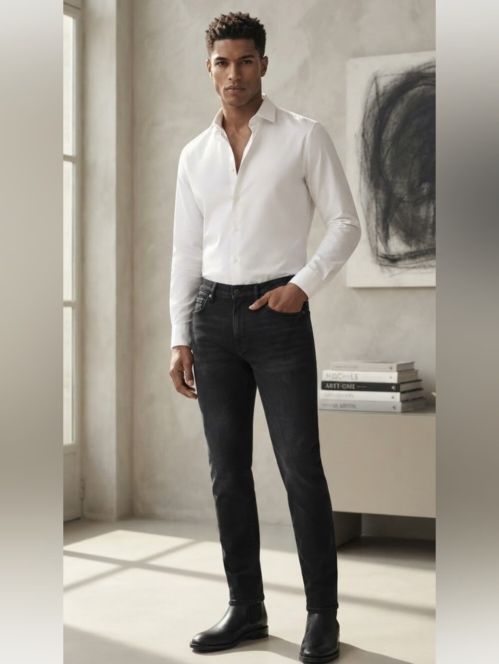 NWT The Kooples Slim-Fit Mid-Rise Black Denim Jeans Size Fr 34- US Size 24-25